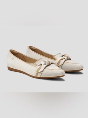 Vivaia Michelle 2.0 Ivory/Nude Knit Point-Toe Bow Slip-on Flats Shoe 38.5